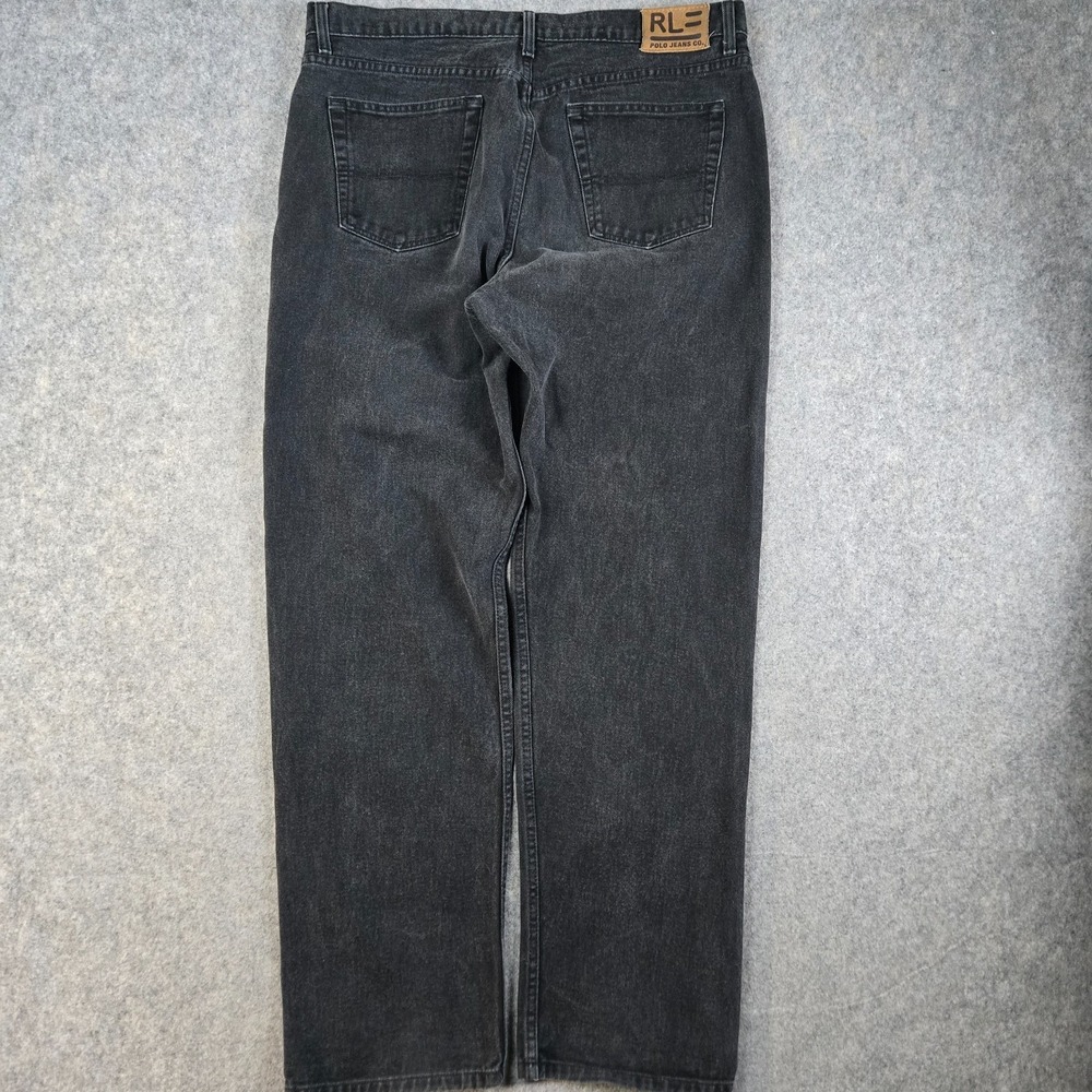 Vintage Polo Ralph Lauren Jeans Mens 38x34 Black Classic Relaxed Patch Y2K Flag